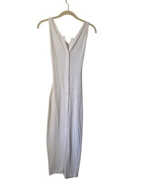 The Line By K White Tank Sleeveless Midi Ribbed Button-Down Dress Small